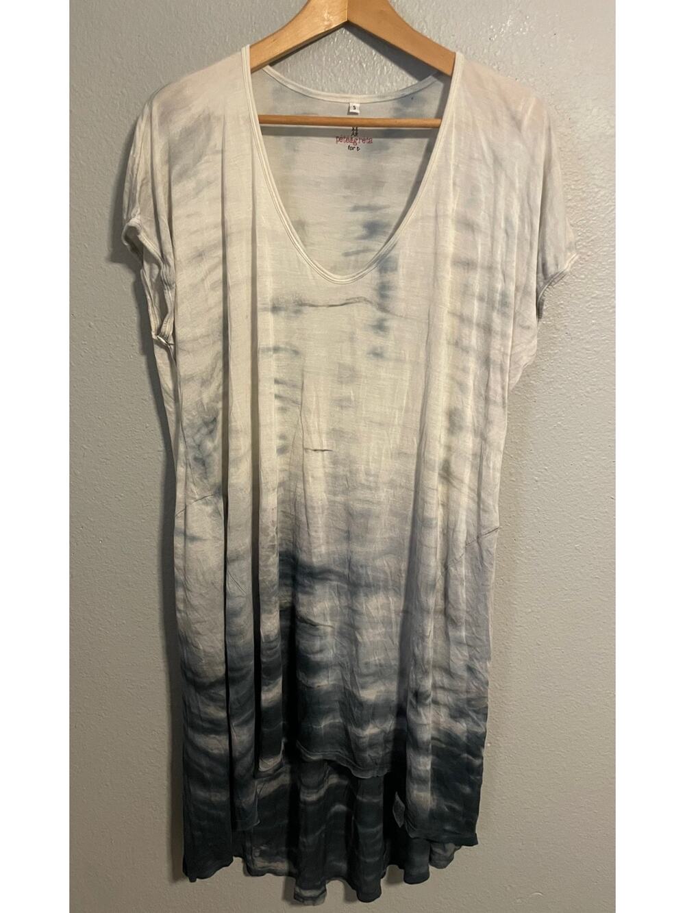 Pete & Greta for T Dress Womens Small Blue Tie Dye Short Sleeve Boho Johnny Was